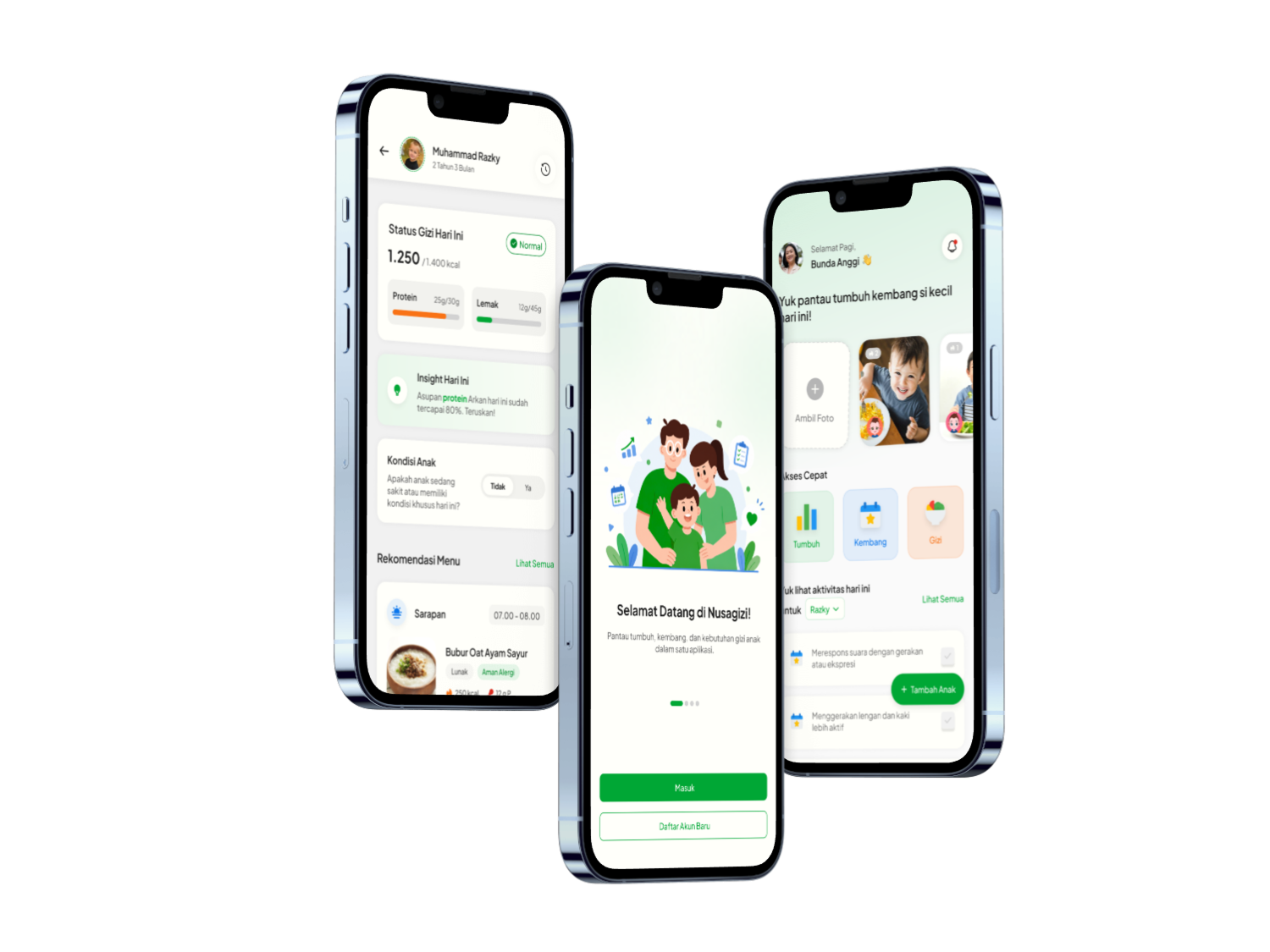 Mockup tampilan aplikasi NusaGizi