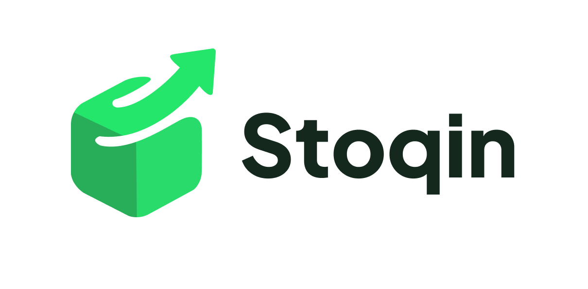 Logo Stoqin dengan teks